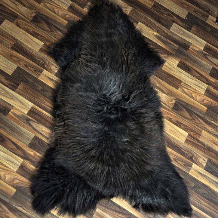 XXL ÖKO Schaffell Lammfell braun grau 125x80 Couch Auflage #9504