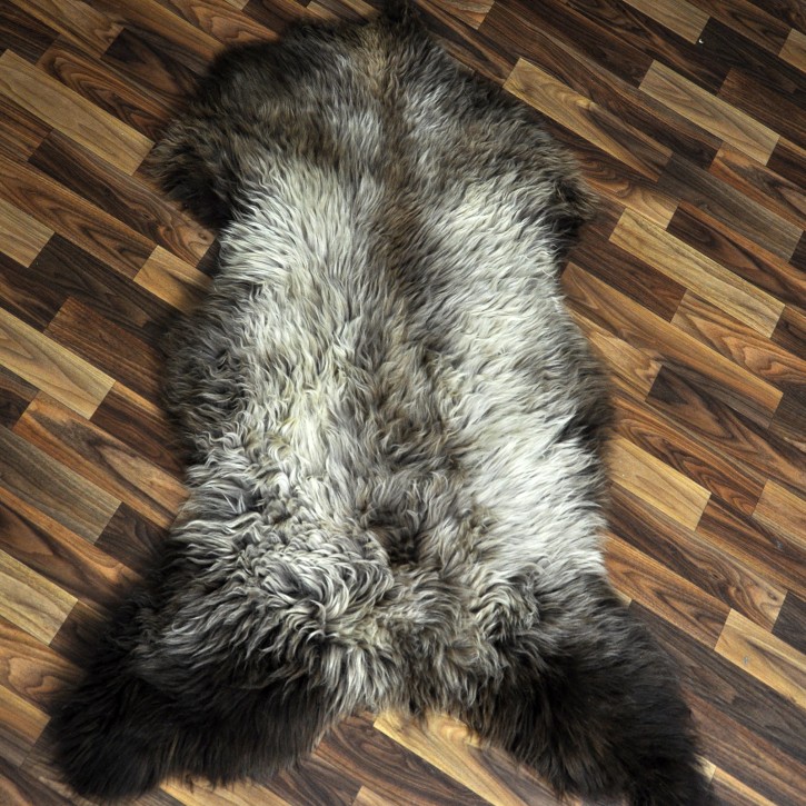 XXL ÖKO Schaffell Lammfell braun grau 120x80 Couch Auflage #9529