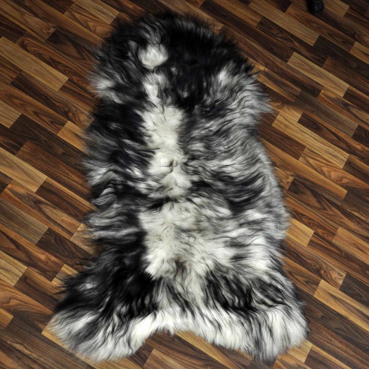 XXL ÖKO Island Schaffell weiß schwarz geflammt 125x70 #9543