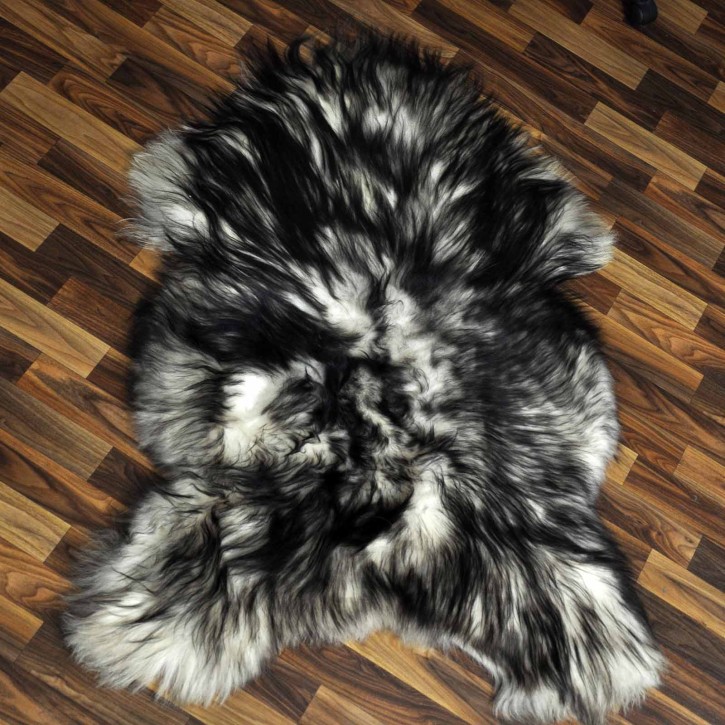 XXL ÖKO Island Schaffell weiß schwarz geflammt 125x90 #9544
