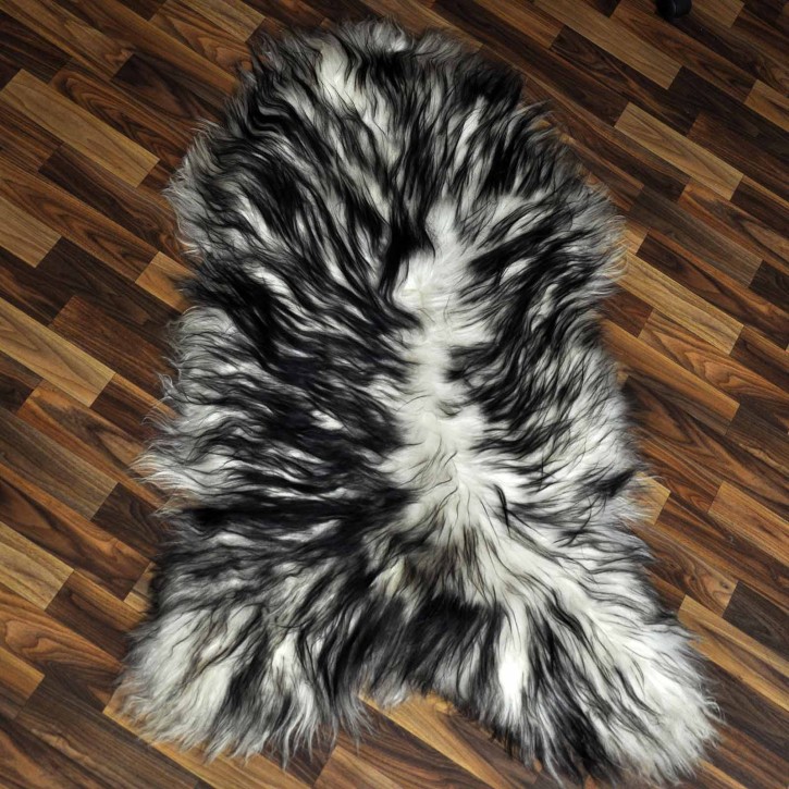 XXL ÖKO Island Schaffell weiß schwarz geflammt 125x80 #9545