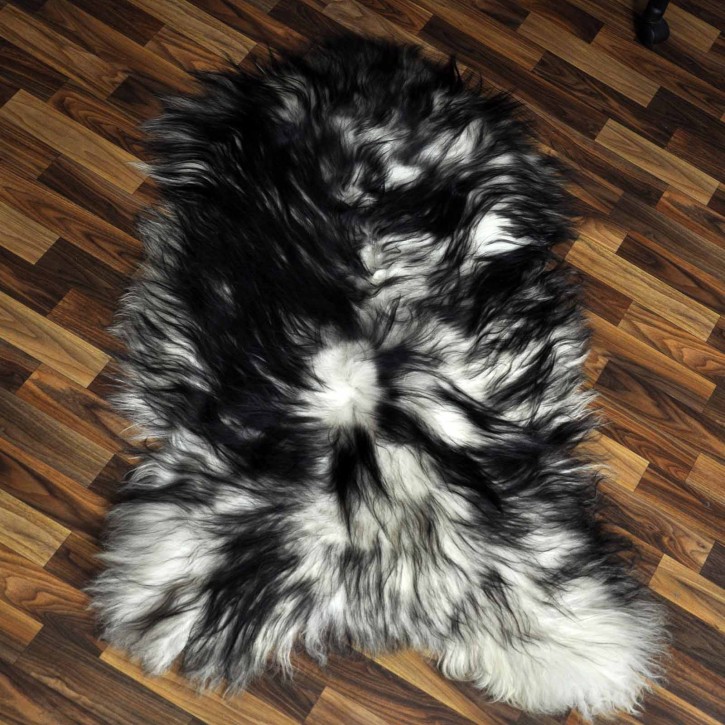 XXL ÖKO Island Schaffell weiß schwarz geflammt 125x75 #9546