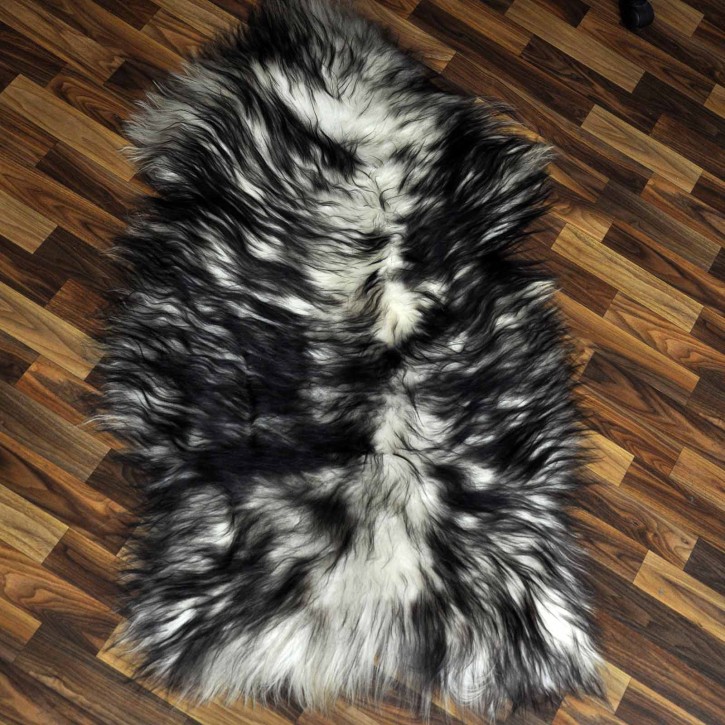 XXXL ÖKO Island Schaffell weiß schwarz geflammt 130x70 #9547