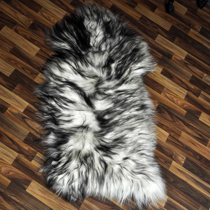XXXL ÖKO Island Schaffell weiß schwarz geflammt 130x65 #9548