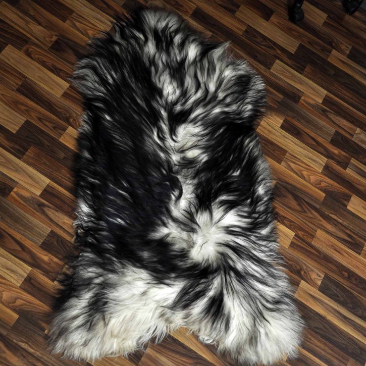 XXXL ÖKO Island Schaffell weiß schwarz geflammt 130x80 #9550