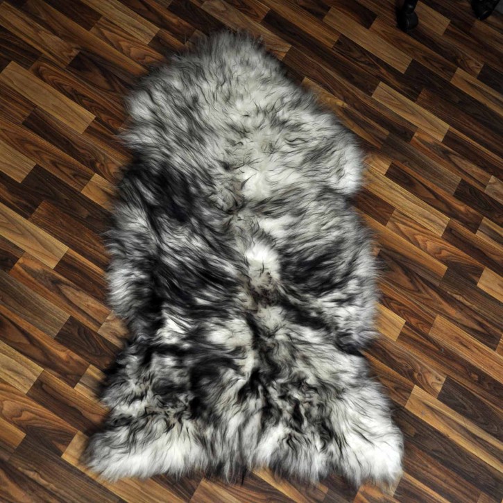 XXL ÖKO Island Schaffell weiß schwarz geflammt 120x70 #9551