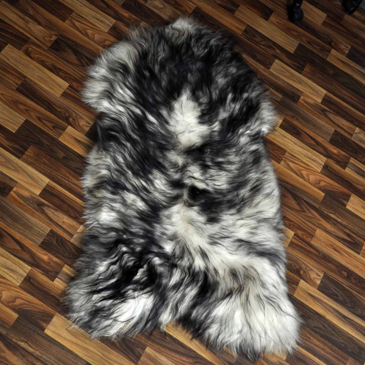 XXL ÖKO Island Schaffell weiß schwarz geflammt 120x75 #9552