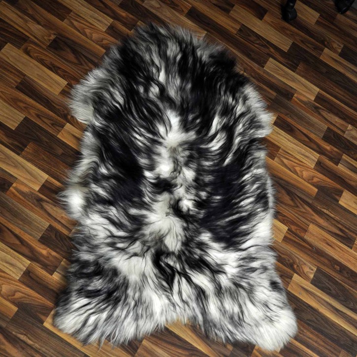 XXL ÖKO Island Schaffell weiß schwarz geflammt 125x75 #9553