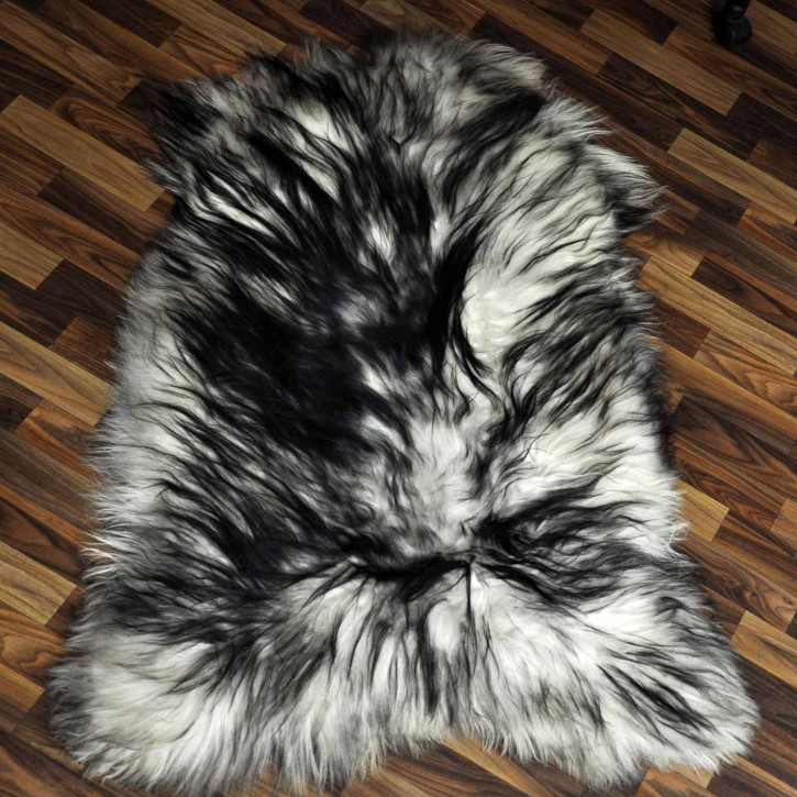 XXXL ÖKO Island Schaffell weiß schwarz geflammt 135x85 #9556