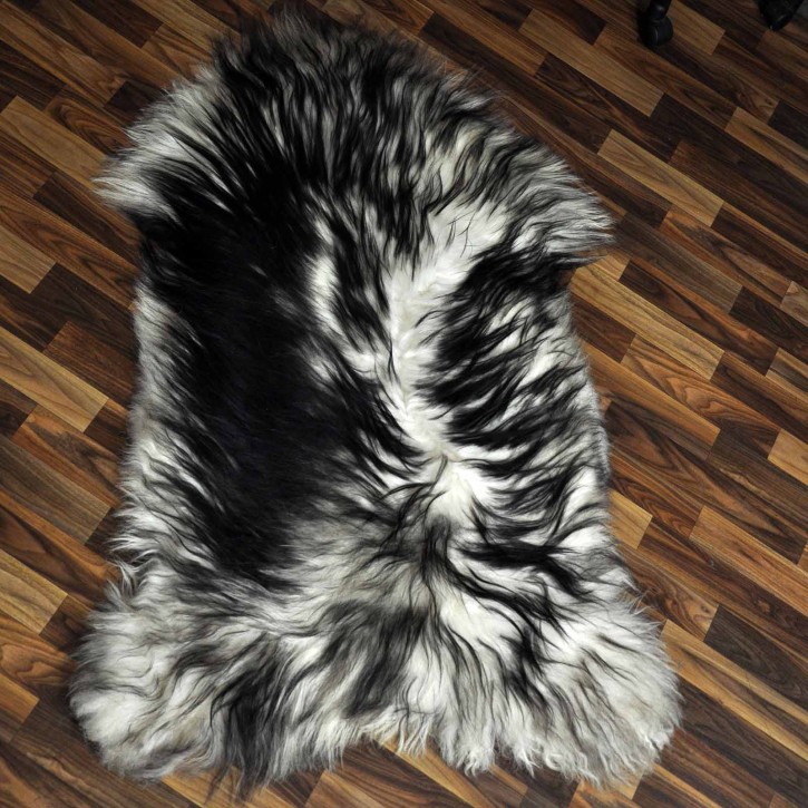 XXXL ÖKO Island Schaffell weiß schwarz geflammt 130x80 #9557