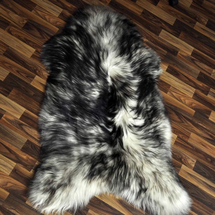 XXXL ÖKO Island Schaffell weiß schwarz geflammt 130x80 #9559