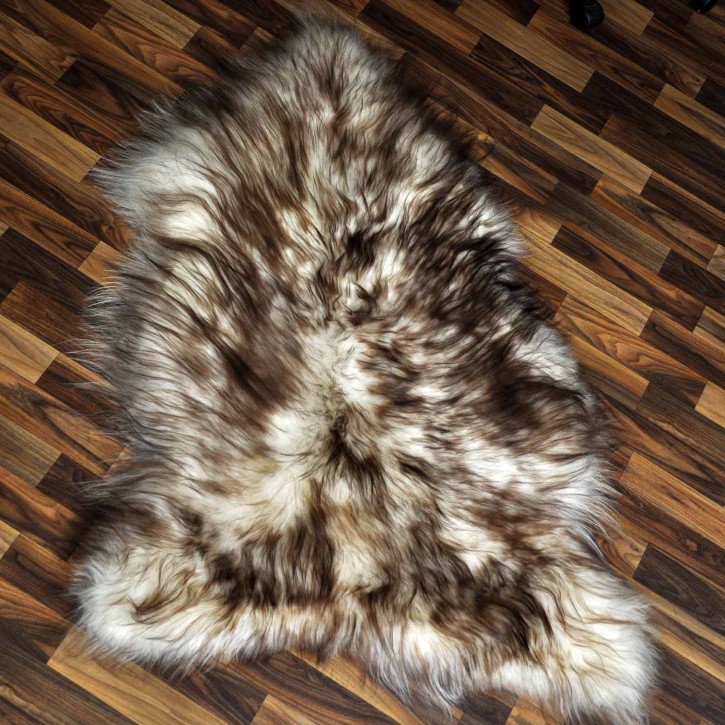 XXL ÖKO Island Schaffell weiß braun geflammt 120x80 #9561