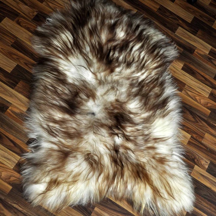 XXL ÖKO Island Schaffell weiß braun geflammt 130x80 #9563