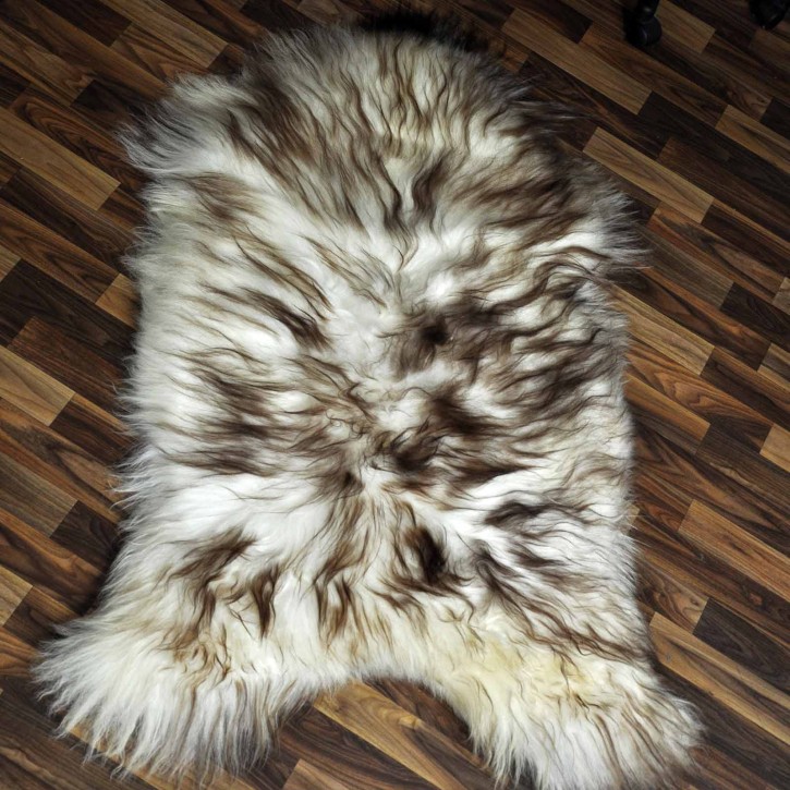 XXXL ÖKO Island Schaffell weiß braun geflammt 135x80 Teppich #9566