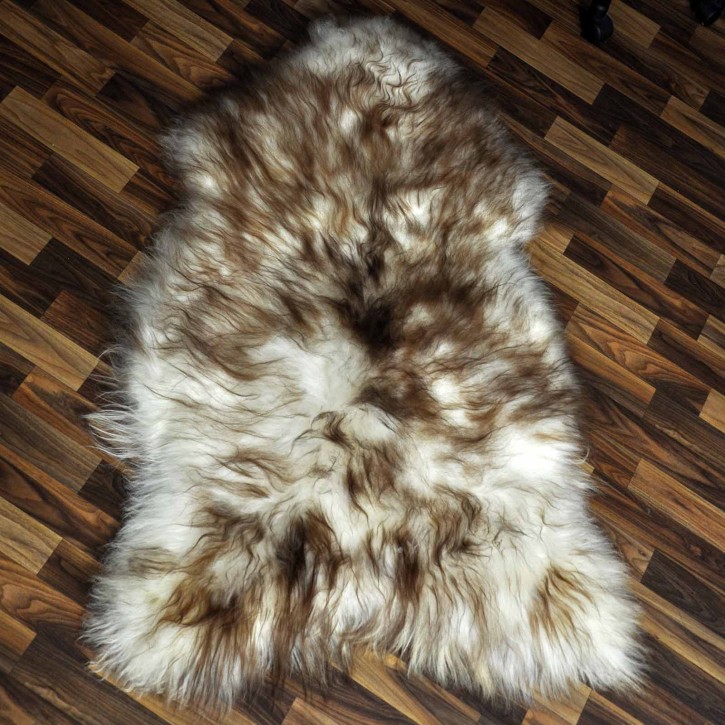 XXXL ÖKO Island Schaffell weiß braun geflammt 130x85 Teppich #9568
