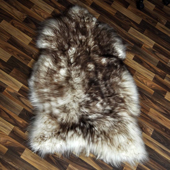 XXL ÖKO Island Schaffell weiß braun geflammt 120x80 #9574