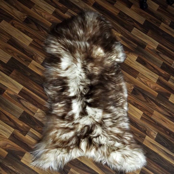 XXL ÖKO Island Schaffell weiß braun geflammt 120x70 #9577