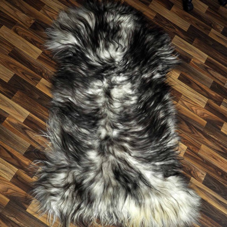 XXXL ÖKO Island Schaffell weiß braun geflammt 130x75 #9583