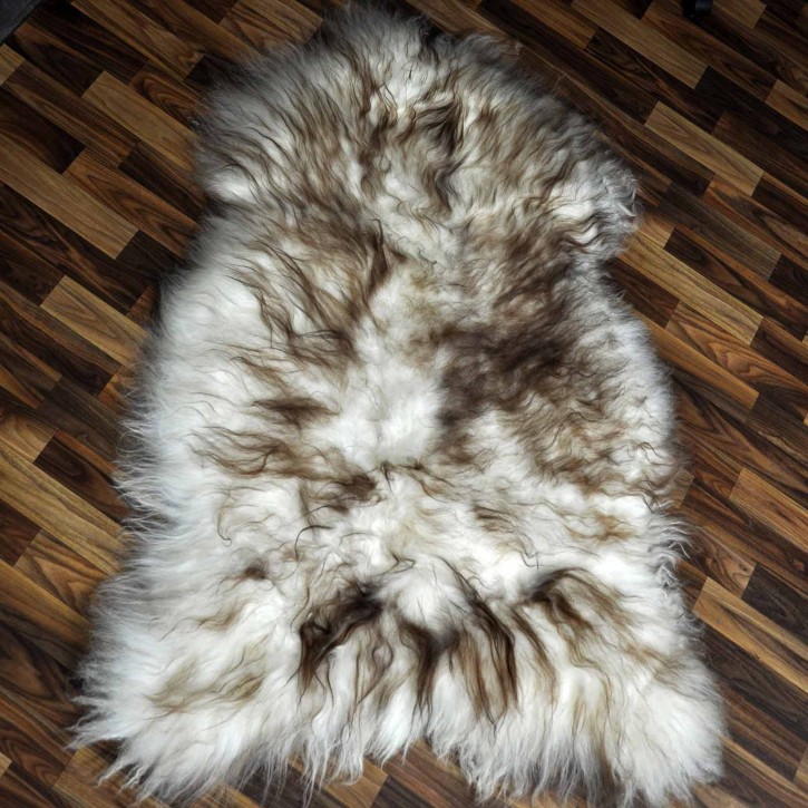 XXXL ÖKO Island Schaffell weiß braun geflammt 135x90 Kamin Fell #9591
