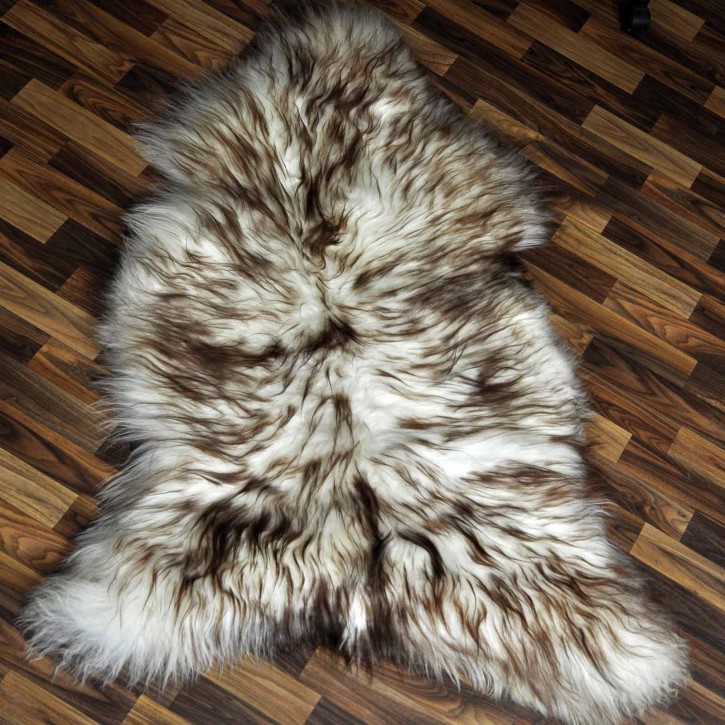 XXXL ÖKO Island Schaffell weiß braun geflammt 135x90 Mufflon #9593