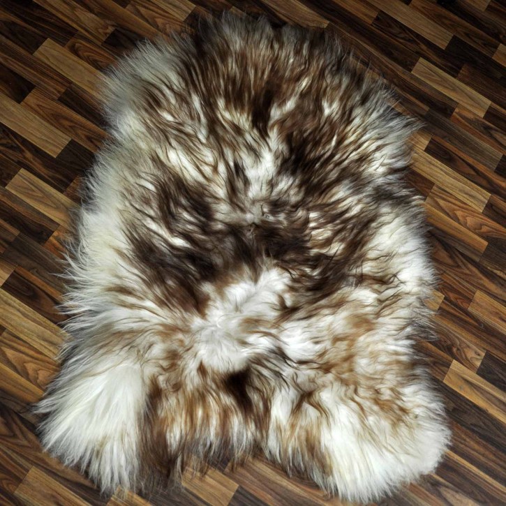 XXXL ÖKO Island Schaffell weiß braun geflammt 130x85 Mufflon #9595