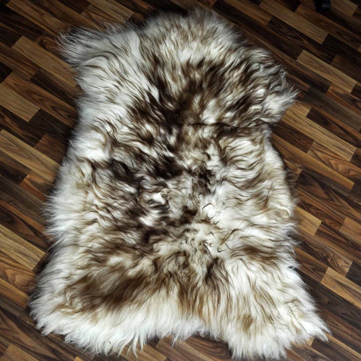 XXXL ÖKO Island Schaffell weiß braun geflammt 130x80 Mufflon #9599