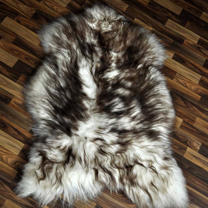 XXXL ÖKO Island Schaffell weiß braun geflammt 130x85 Mufflon #9600