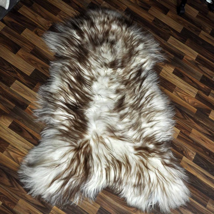 XXXL ÖKO Island Schaffell weiß braun geflammt 135x85 groß #9600