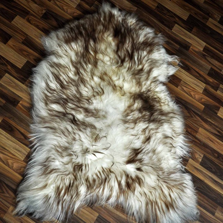 XXXL ÖKO Island Schaffell weiß braun geflammt 130x90 groß #9601