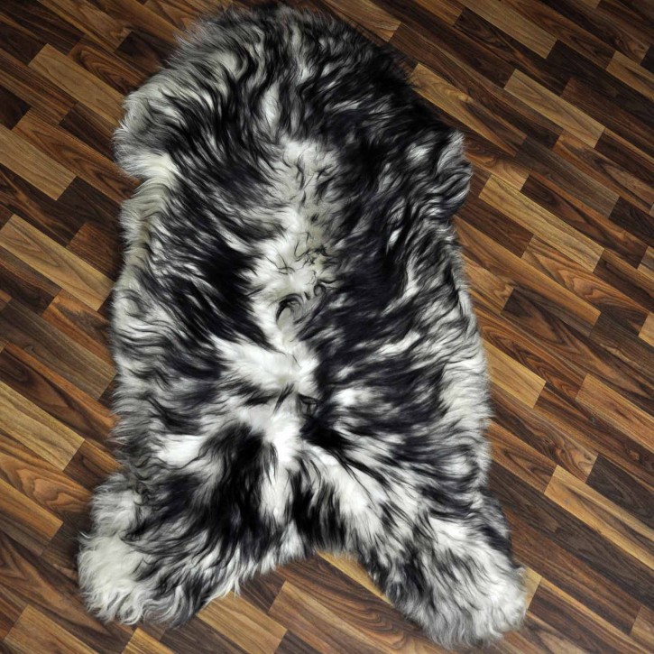 XXXL ÖKO Island Schaffell weiß schwarz geflammt 130x80 #9612