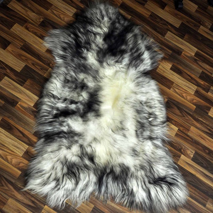 XXXL ÖKO Island Schaffell weiß schwarz geflammt 140x85 #9616