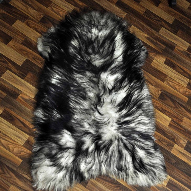 XXL ÖKO Island Schaffell weiß schwarz geflammt 125x75 Pelz #9617