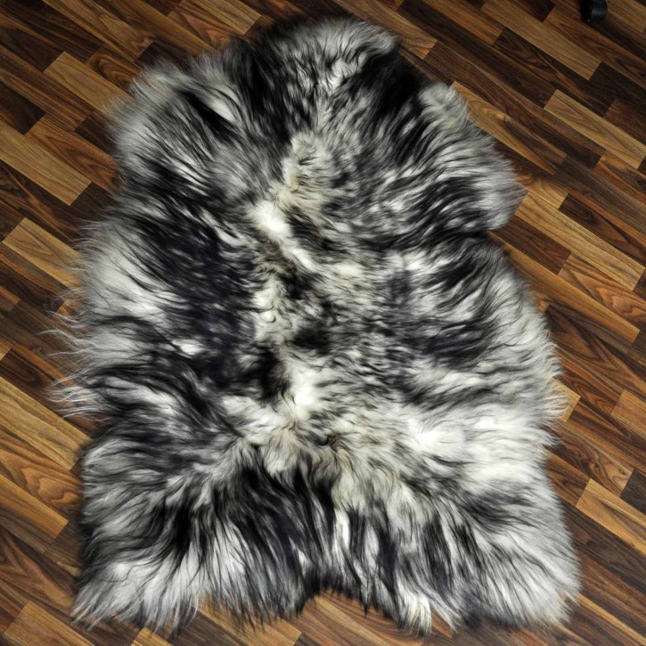 XXXL ÖKO Island Schaffell weiß schwarz geflammt 130x80 Pelz #9623
