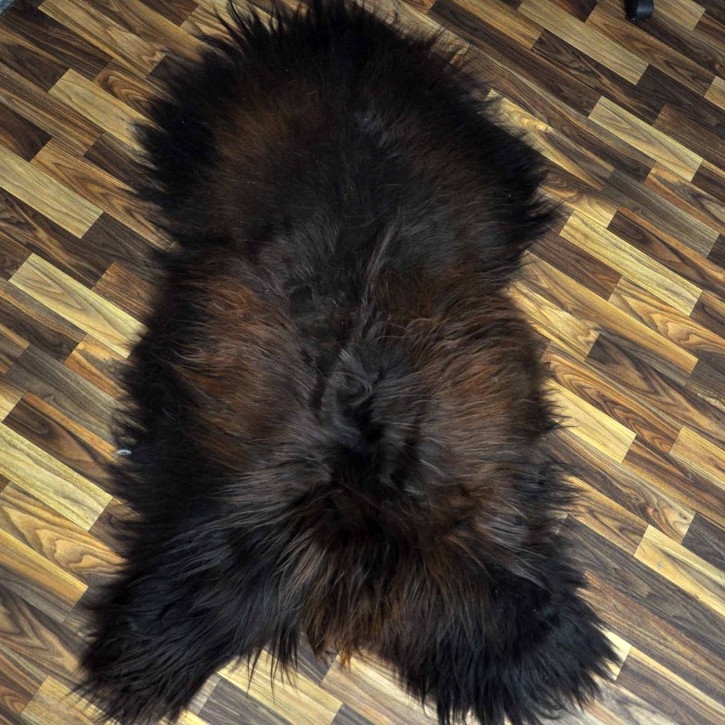 XXXL ÖKO Island Schaffell schwarz braun geflammt 130x80 Feuer Kamin #9635