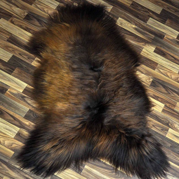 XXL ÖKO Island Schaffell schwarz braun geflammt 125x70 Feuer Kamin #9637