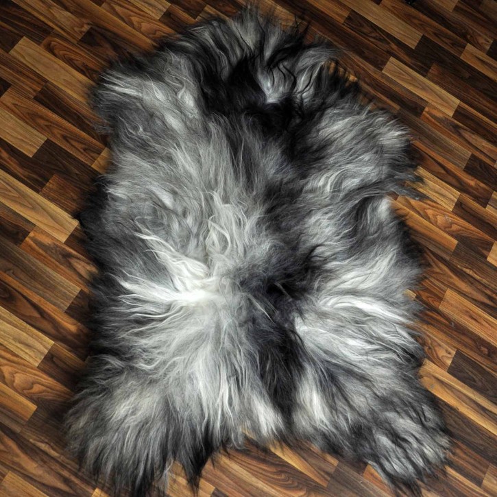XXXL ÖKO Island Schaffell grau schwarzbraun 130x85 rustikal #9669