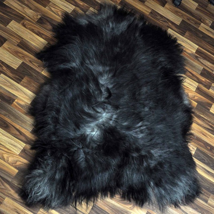 XXXL ÖKO Island Schaffell grau schwarzbraun 135x100 rustikal #9670