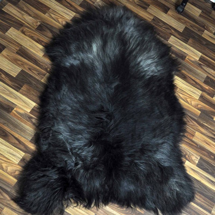 XXXL ÖKO Island Schaffell grau schwarzbraun 140x90 rustikal #9672