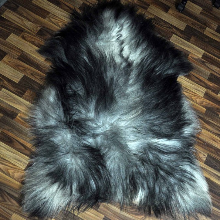 XXXL ÖKO Island Schaffell grau schwarzbraun 140x95 rustikal #9674