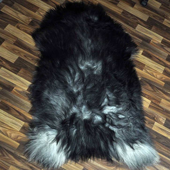 XXXL ÖKO Island Schaffell grau schwarzbraun 135x85 rustikal #9675