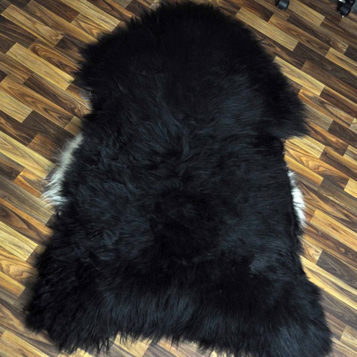 XXXL ÖKO Island Schaffell schwarzbraun weiß 150x90 riesig #9680