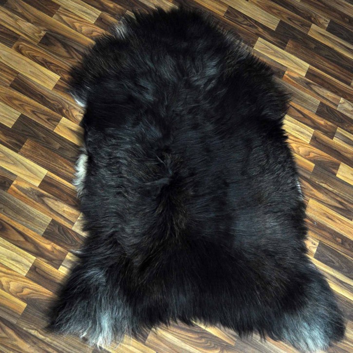 XXXL ÖKO Island Schaffell schwarzbraun grau 130x90 rustikal #9686
