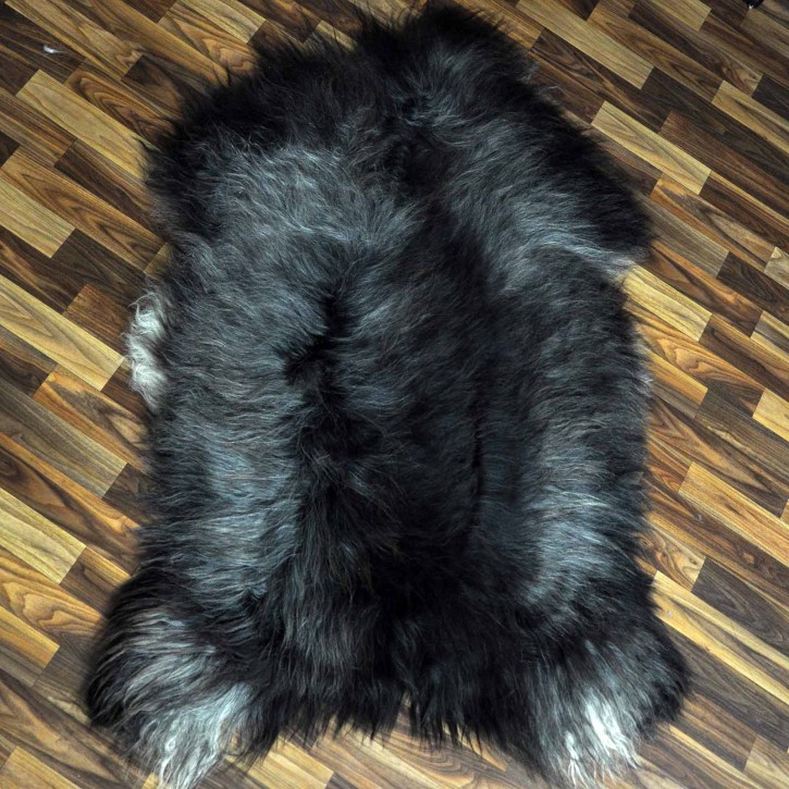 XXXL ÖKO Island Schaffell schwarzbraun grau 130x90 rustikal #9688