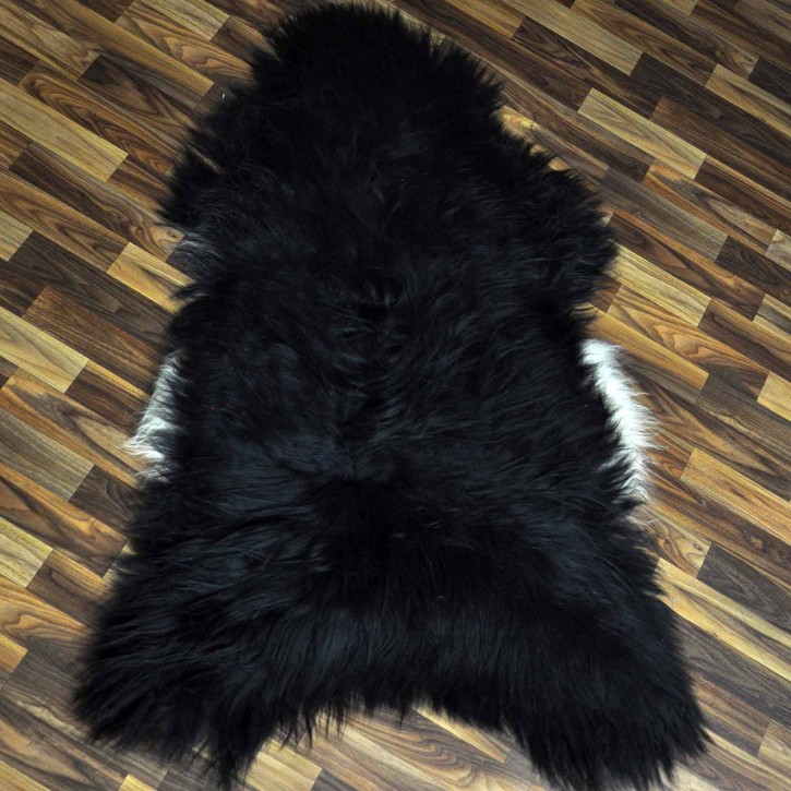 XXXL ÖKO Island Schaffell schwarzbraun weiß 130x85 riesig #9694