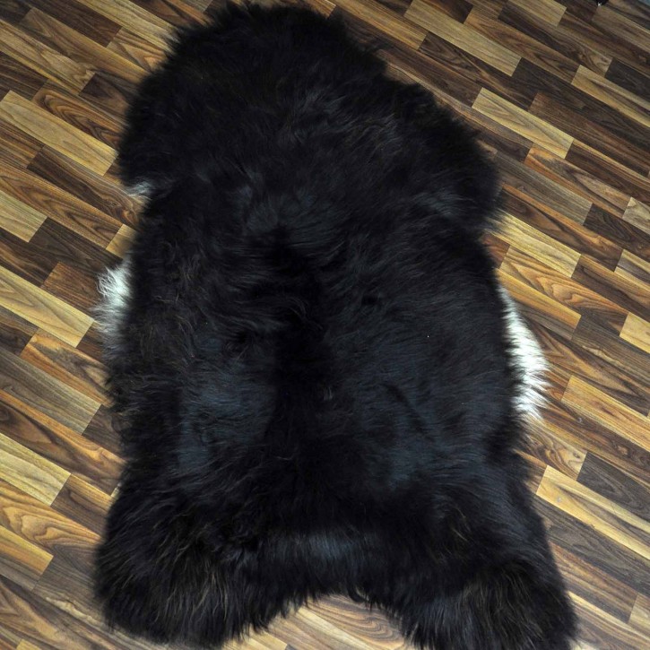 XXXL ÖKO Island Schaffell schwarzbraun weiß 135x90 riesig #9695