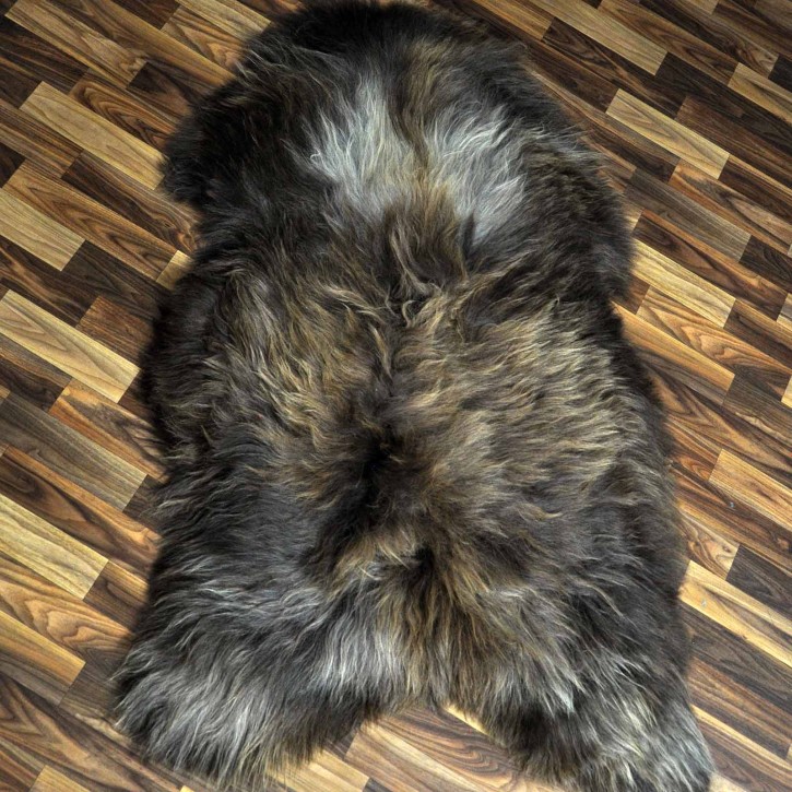 XXXL ÖKO Island Schaffell Lammfell rost braun grau 135x90 Krampus #9701
