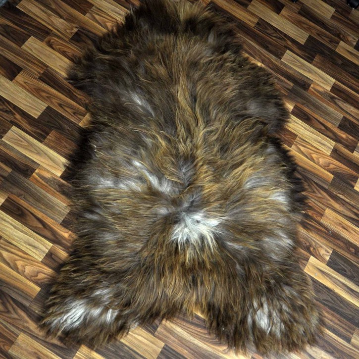 XXXL ÖKO Island Schaffell Lammfell rost braun grau 140x85 Krampus #9702