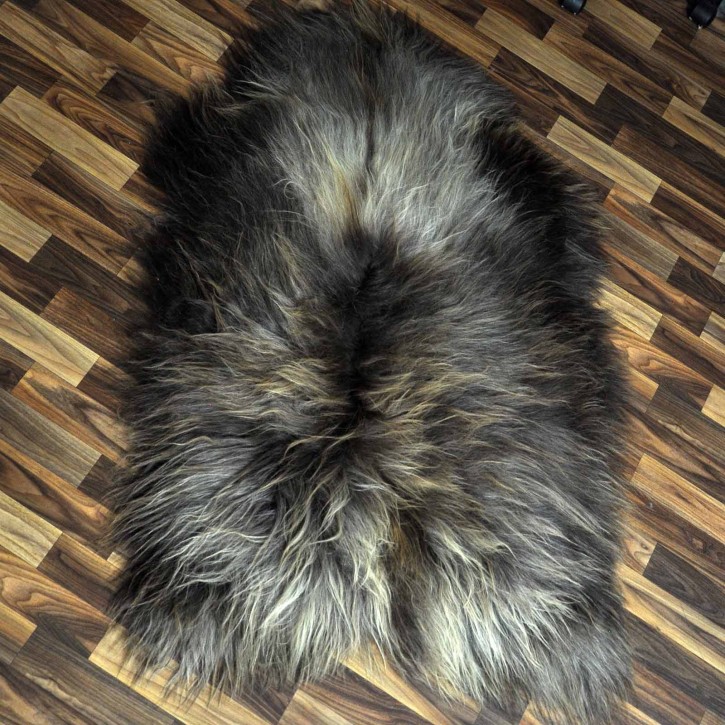XXXL ÖKO Island Schaffell Lammfell rost braun grau 130x85 Krampus #9704