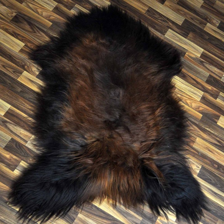 XXL ECO Island Schaffell schwarz braun geflammt 125x80 Feuer Kamin #9711