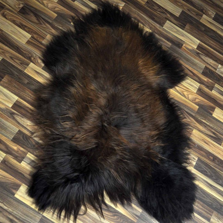 XXL ÖKO Island Schaffell schwarz braun geflammt 125x80 Feuer Kamin #9713